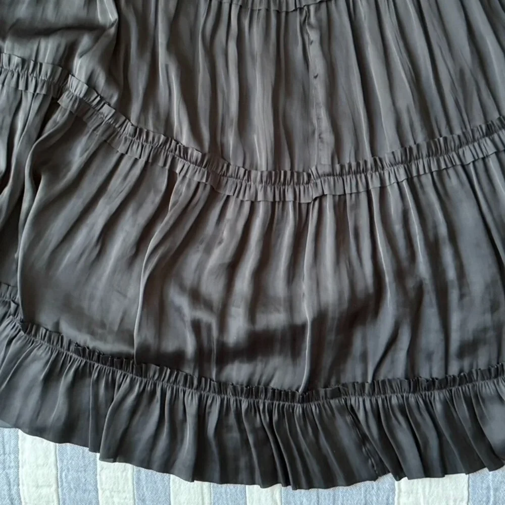 Ulla Johnson, Olivia Midi Dress in Black Satin, Size 0 - Picture 13 of 16
